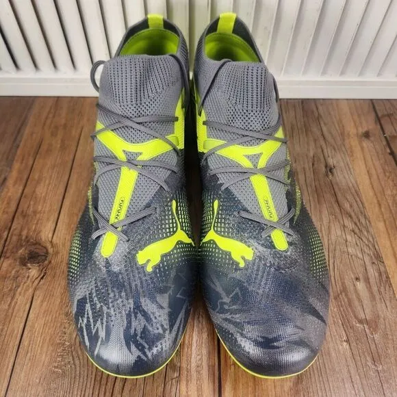 PUMA Future 7 Match Rush FG/AG Mens Size 13 Gray Green Soccer Cleats 107842-01