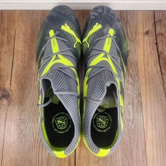 PUMA Future 7 Match Rush FG/AG Mens Size 12 Gray Green Soccer Cleats 107842-01