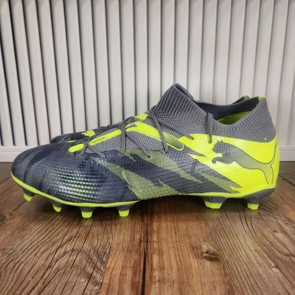 PUMA Future 7 Match Rush FG/AG Mens Size 12 Gray Green Soccer Cleats 107842-01