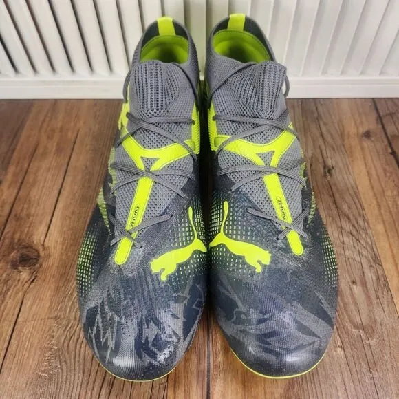 PUMA Future 7 Match Rush FG/AG Mens Size 12 Gray Green Soccer Cleats 107842-01