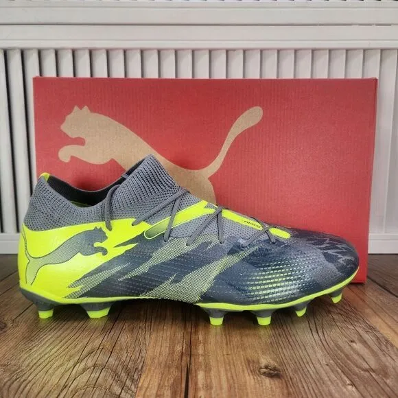 PUMA Future 7 Match Rush FG/AG Mens Size 12 Gray Green Soccer Cleats 107842-01