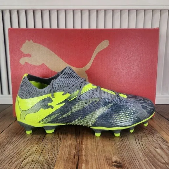 PUMA Future 7 Match Rush FG/AG Mens Size 8.5 Gray Green Soccer Cleats 107842-01