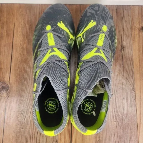 PUMA Future 7 Match Rush FG/AG Mens Size 8.5 Gray Green Soccer Cleats 107842-01