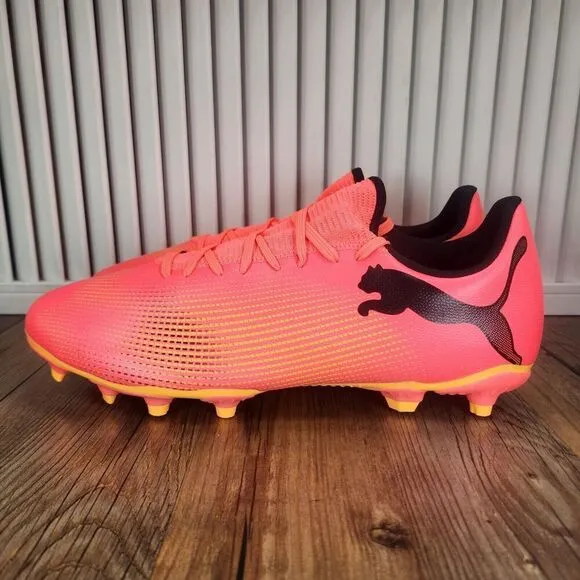 PUMA Future 7 Play FG/AG 107723-03 Mens 10.5 Black Sunset Glow Soccer Cleats NEW