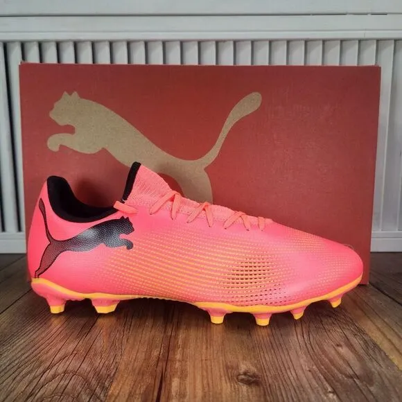 PUMA Future 7 Play FG/AG 107723-03 Mens 10.5 Black Sunset Glow Soccer Cleats NEW