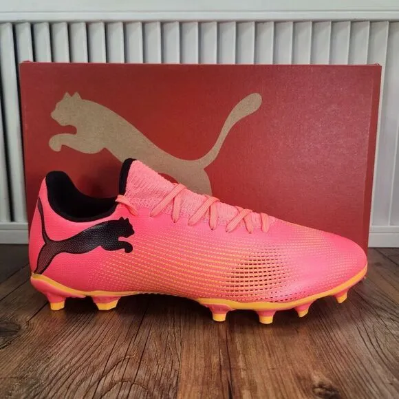 PUMA Future 7 Play FG/AG 107723-03 Mens Sz 9 Black Sunset Glow Soccer Cleats NEW