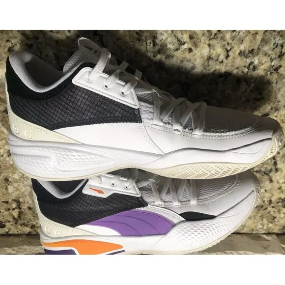 Puma Men's Court Rider basketball shoes white orange purple black size 10.5 EUC