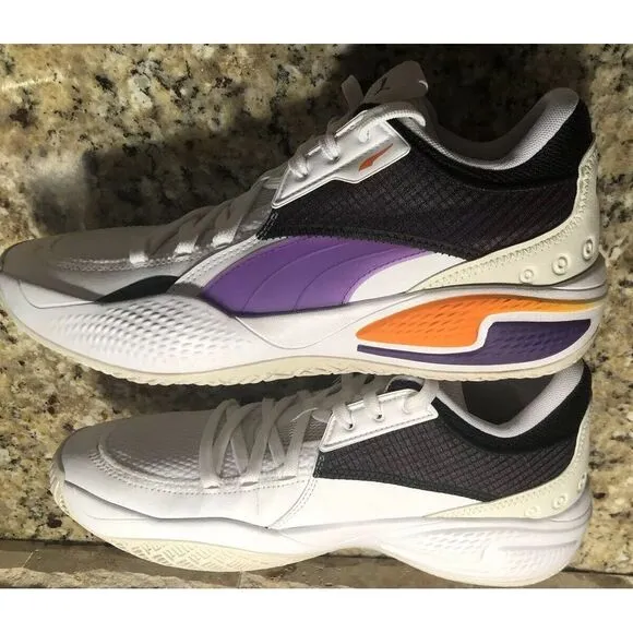 Puma Men's Court Rider basketball shoes white orange purple black size 10.5 EUC
