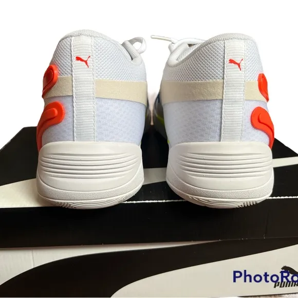PUMA TRC BLAZE COURT SNEAKERS in white/cherry tomato. Size MENS 8.5