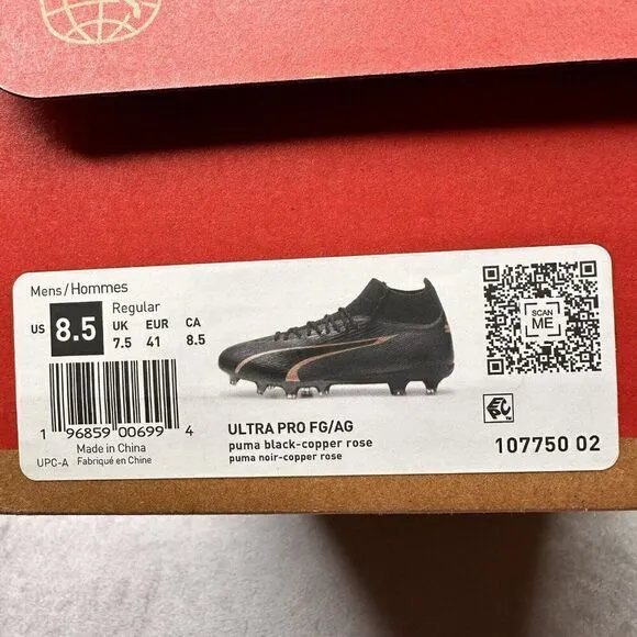 PUMA Ultra Pro FG/AG Mens Size 8.5 Soccer Cleats White Black Copper Rose NEW