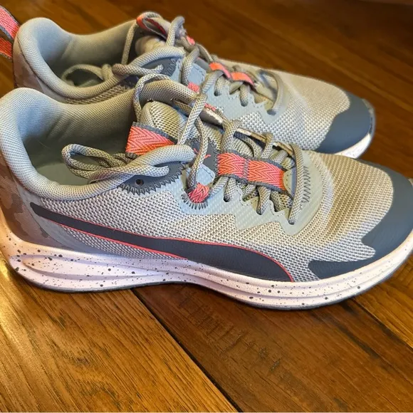 Puma Women Sz 7.5 Twitch Runner Shoes Trail Camo Sneakers Blue 378041-01 Running