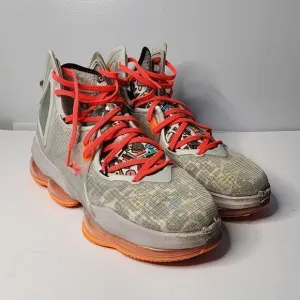 RARE Nike LeBron 19 XIX Fast Food Grey Orange Basketball Mens Size 11