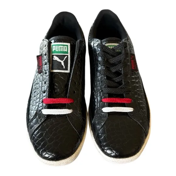 Rare Puma Sportie LA Match Crocodile Skin Unisex Men 6.5 / Women 8 Shoes Black