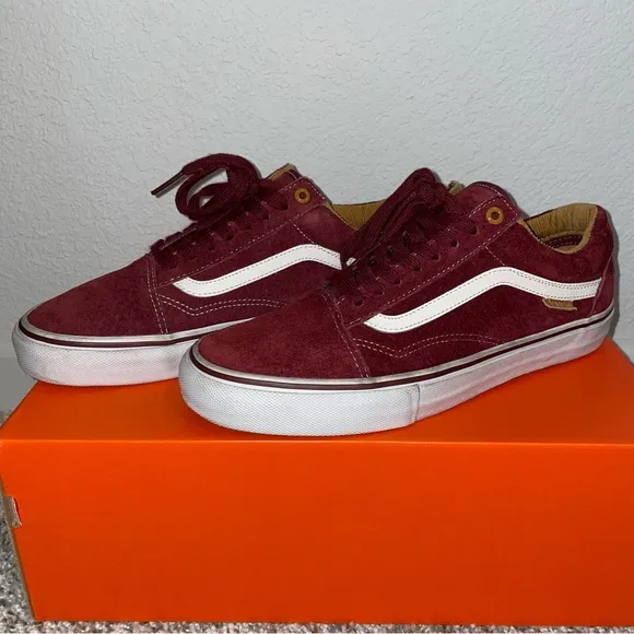 RARE VANS OLD SKOOL '92 PRO KYLE WALKER Burgundy Suede Mens Size 8.5