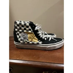 Rare VANS SK8-Hi Satin Rose Floral Patchwork Shoes Mens Size 8 Womens 9.5