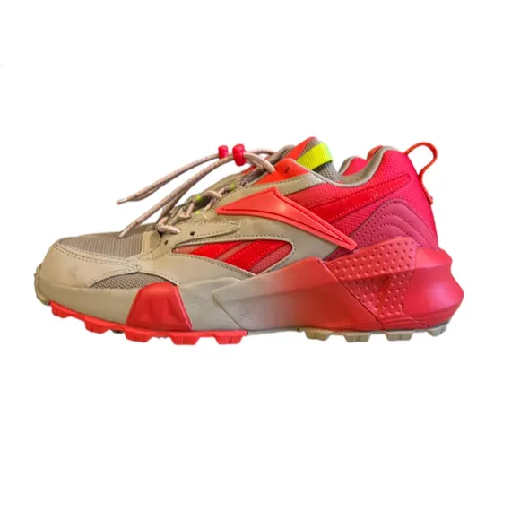 Reebok Women's Aztrek Double Mix Trail Trainers Sand/Lime/Neon Red Size 9.5