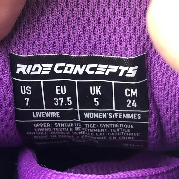 Ride Concepts Livewire Mountain Biking Shoes Womens 7 Black Purple Low Top
