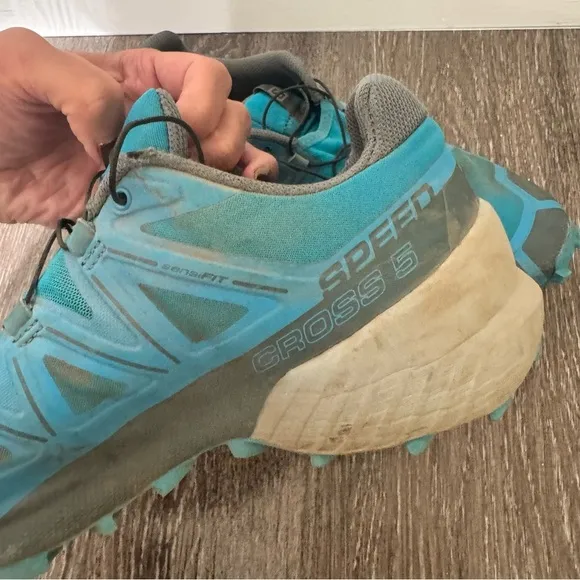 Salomon Mens Speedcross 5 Trail Running Shoes Blue Aqua Teal Size 9.5 Outdoors
