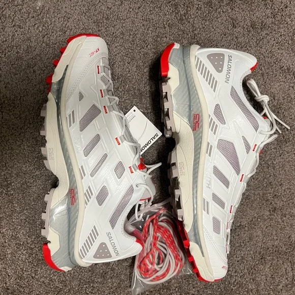 Salomon White and Red Trail Running Shoes