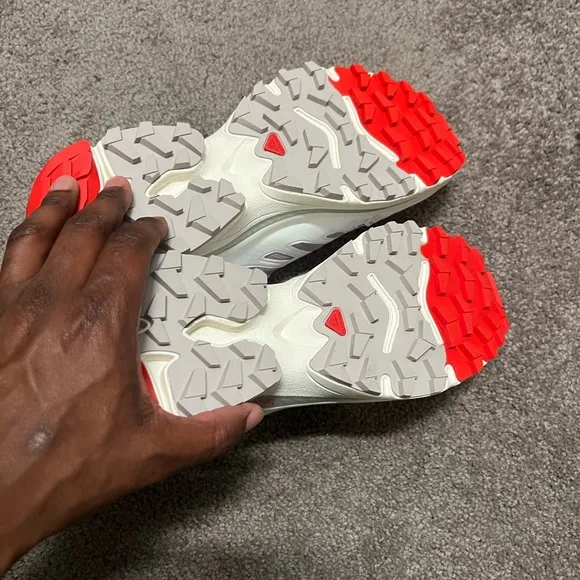 Salomon White and Red Trail Running Shoes