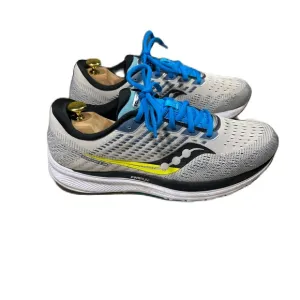 Saucony Mens Ride 13 Shoes Sz 10 Gray Blue Running Athletic Sneaker Gym PWR RUN