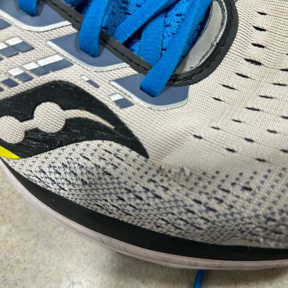 Saucony Mens Ride 13 Shoes Sz 10 Gray Blue Running Athletic Sneaker Gym PWR RUN