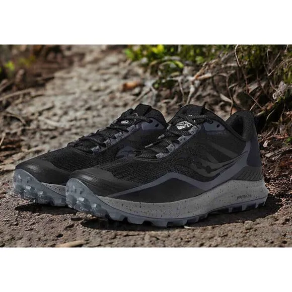 Saucony Peregrine Trail Hiking Run Shoes Black Charcoal Mens 13 Fast Ship