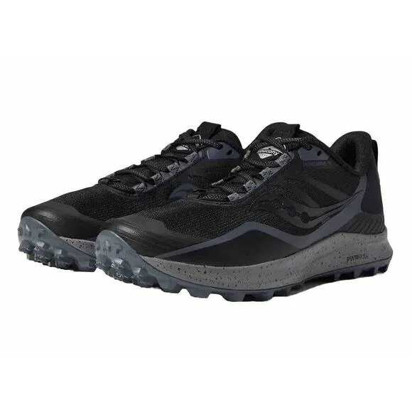 Saucony Peregrine Trail Hiking Run Shoes Black Charcoal Mens 13 Fast Ship