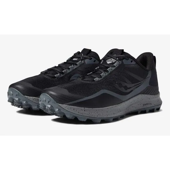 Saucony Peregrine Trail Hiking Run Shoes Black Charcoal Mens 13 Fast Ship