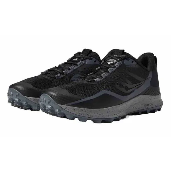 Saucony Peregrine Trail Hiking Run Shoes Black Charcoal Mens 13 Fast Ship