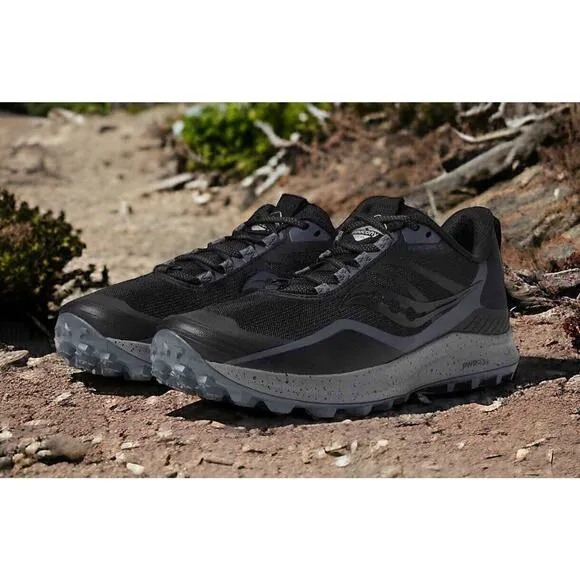 Saucony Peregrine Trail Hiking Run Shoes Black Charcoal Mens 13 Fast Ship