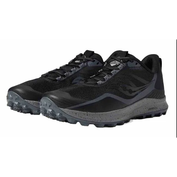 Saucony Peregrine Trail Hiking Run Shoes Black Charcoal Mens 13 Fast Ship