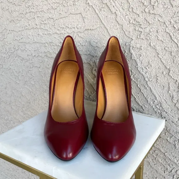 SEZANE Burgundy Red Leather Classic Pumps High Magda Stiletto Heels 40 US 9