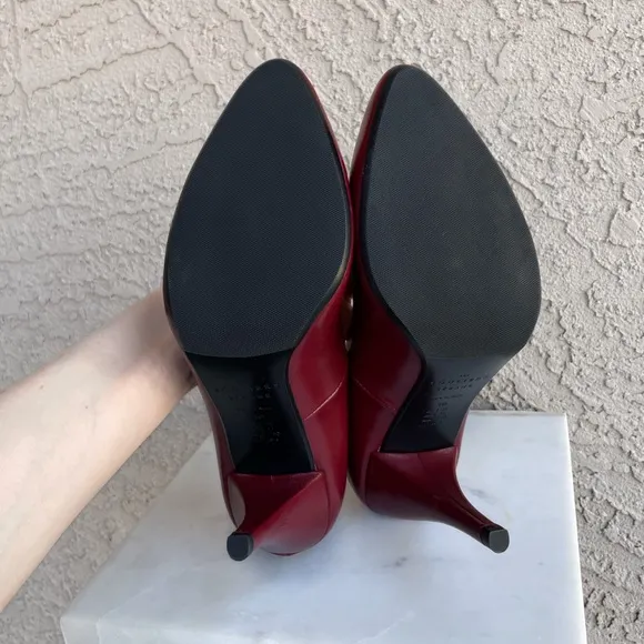 SEZANE Burgundy Red Leather Classic Pumps High Magda Stiletto Heels 40 US 9