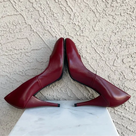SEZANE Burgundy Red Leather Classic Pumps High Magda Stiletto Heels 40 US 9