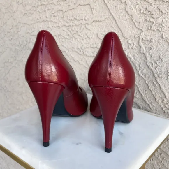 SEZANE Burgundy Red Leather Classic Pumps High Magda Stiletto Heels 40 US 9