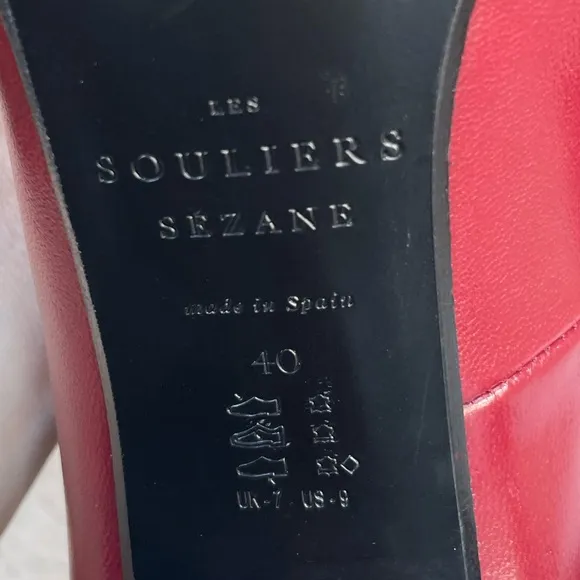 SEZANE Burgundy Red Leather Classic Pumps High Magda Stiletto Heels 40 US 9