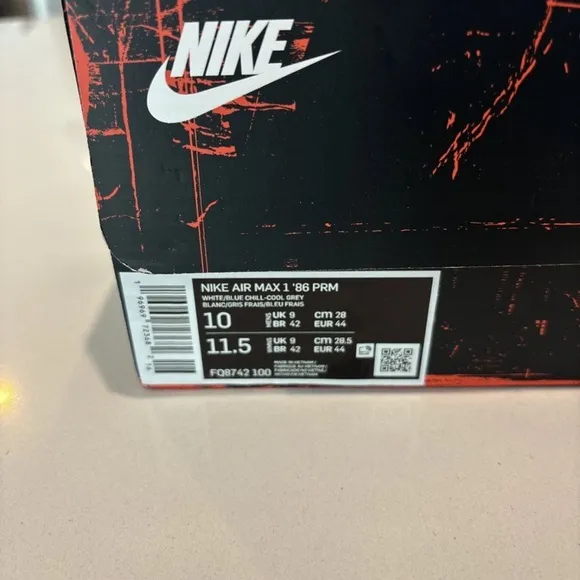 Size 10 - Nike Air Max 1 '86 OG Big Bubble - Chicago Pack NEVER WORN