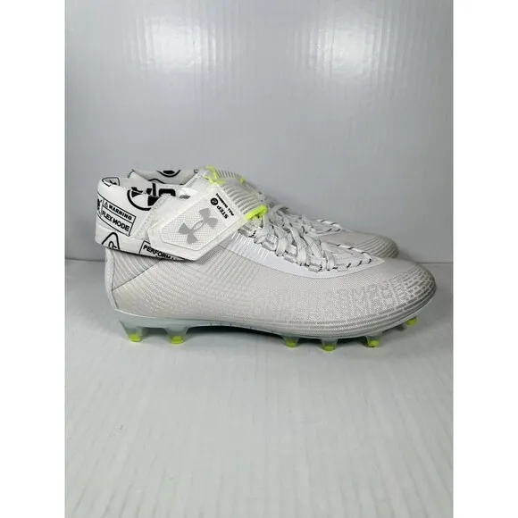 Size 11 Mens Under Armour Highlight MC Football Cleats White/Silver NEW