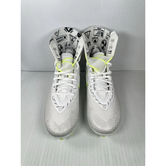 Size 11 Mens Under Armour Highlight MC Football Cleats White/Silver NEW
