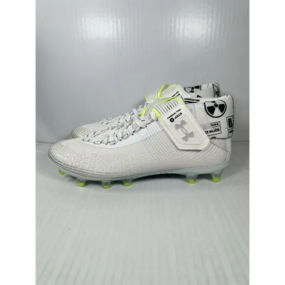 Size 11 Mens Under Armour Highlight MC Football Cleats White/Silver NEW