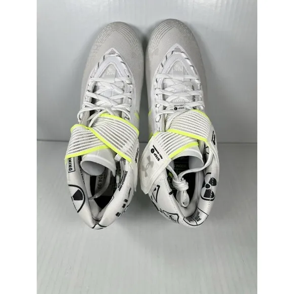 Size 11 Mens Under Armour Highlight MC Football Cleats White/Silver NEW
