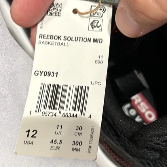 Size 12 - Reebok Solution Mid Black White