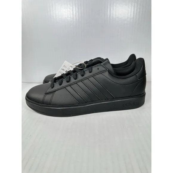 Size 9 adidas Grand Court 2.0 Cloudfoam Sneaker Black Leather Shoe Mens GW9198