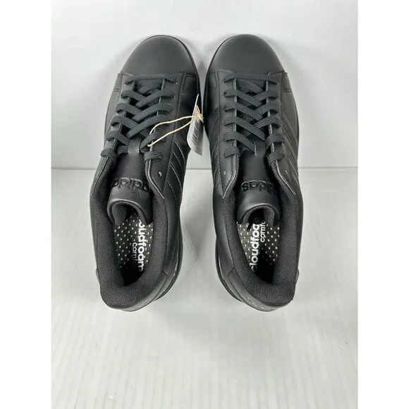 Size 9 adidas Grand Court 2.0 Cloudfoam Sneaker Black Leather Shoe Mens GW9198