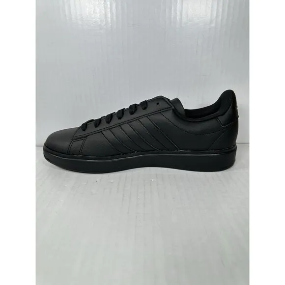 Size 9 adidas Grand Court 2.0 Cloudfoam Sneaker Black Leather Shoe Mens GW9198