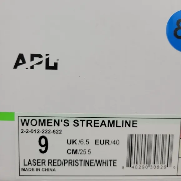 STREAMLINE RUNNING SHOE IN LASER RED /PRISTINE / WHITE, SZ 9