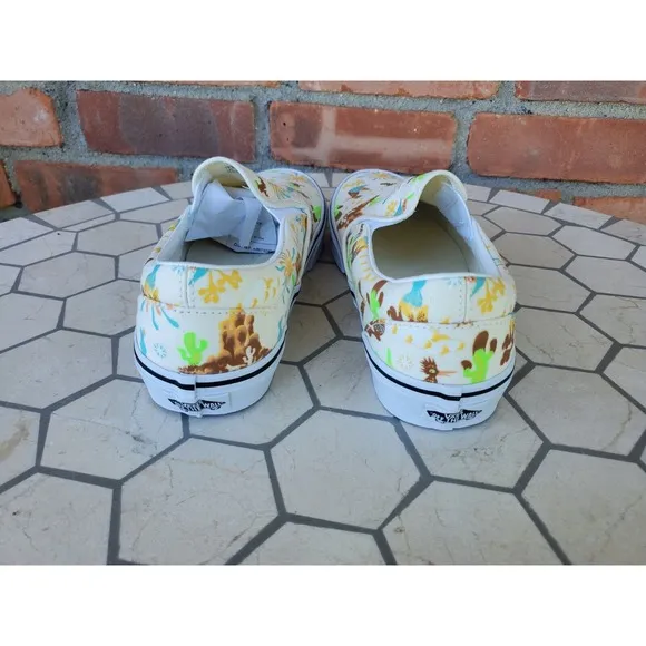 Sz 11 Vans Get Outdoors Western Trippy Core Desert Canvas Slip On Shoes Cream