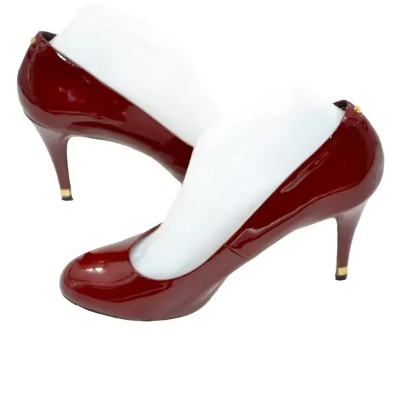 Ted Baker Christmas Red Patent Leather Gold Dress Heels Court Pumps 40 9-9.5