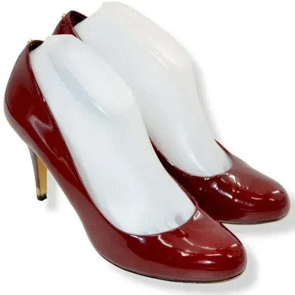Ted Baker Christmas Red Patent Leather Gold Dress Heels Court Pumps 40 9-9.5